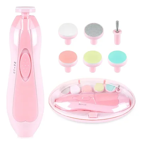 Aparador Elétrico De Unha Infantil Com 6 Refis E Estojo Para Bebês Rosa Rosa-claro