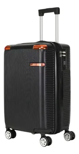 Mala De Viagem De Bordo 360o Pequena De Mão 10kg C/ Segredo Cor Preto Listras 2080