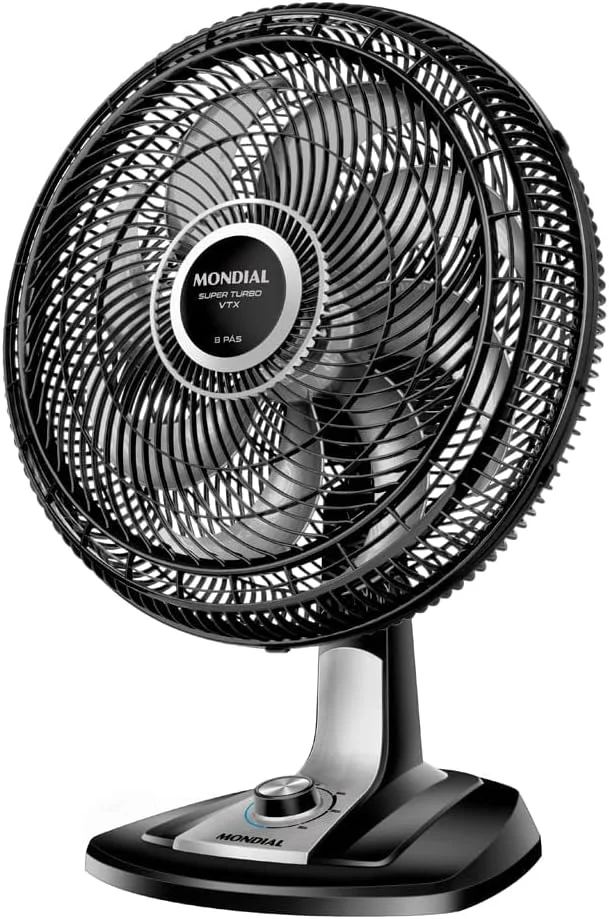 MONDIAL Ventilador 40cm Super Turbo 8 Pás, Preto/Prata, 140W, 220V - VTX-40-8P