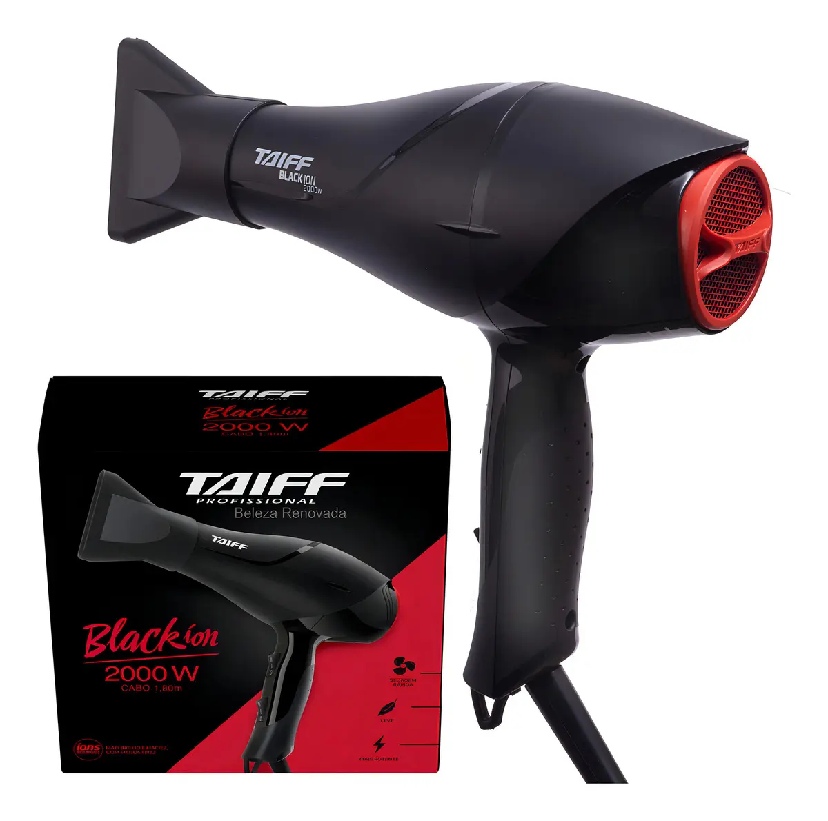 Taiff Secador Cabelo New Black Ion Profissional 2000w Preto 127v