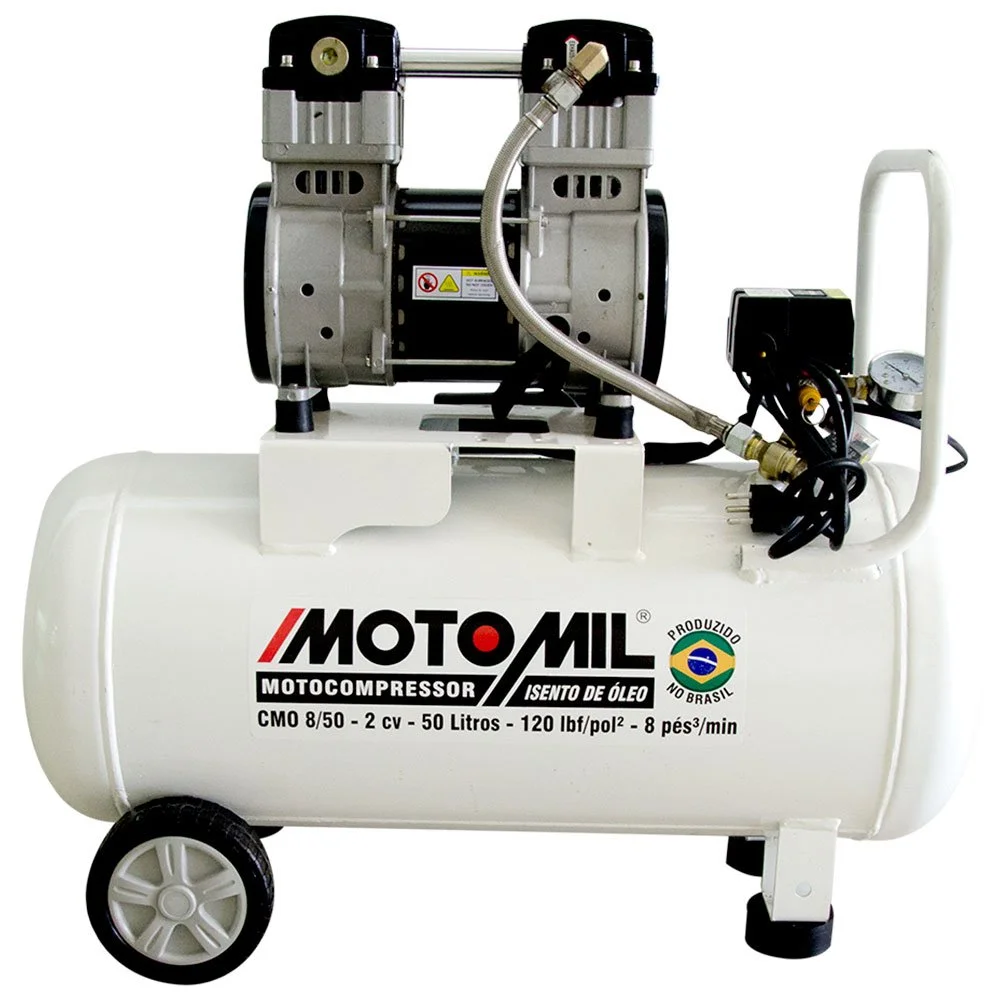 Motocompressor de Ar Isento de Óleo 8 Pés/min 50L 2HP 220V MOTOMIL-37813.5