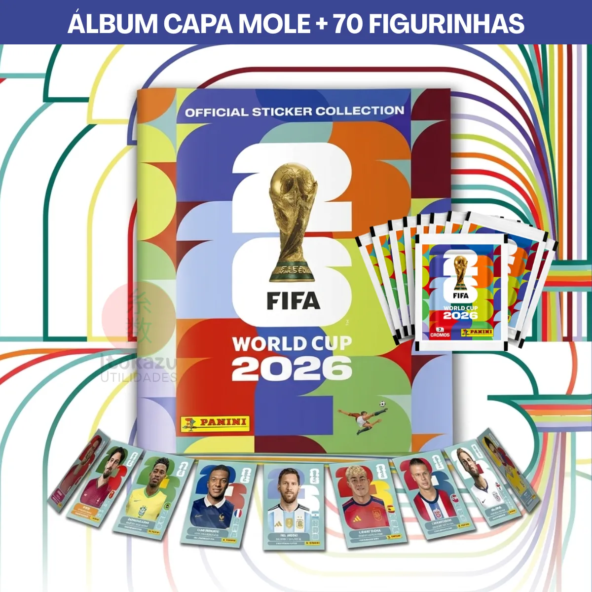 Kit Álbum Capa Dura + 21 Figurinhas Copa Do Mundo Fifa 2026
