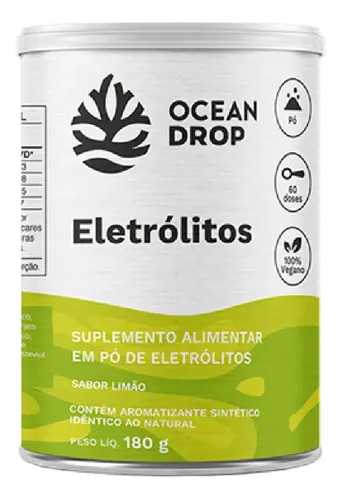 Eletrólitos Ocean Drop Sódio Potássio Fósforo Magnésio Eletrolitos 180g Sabor Limão
