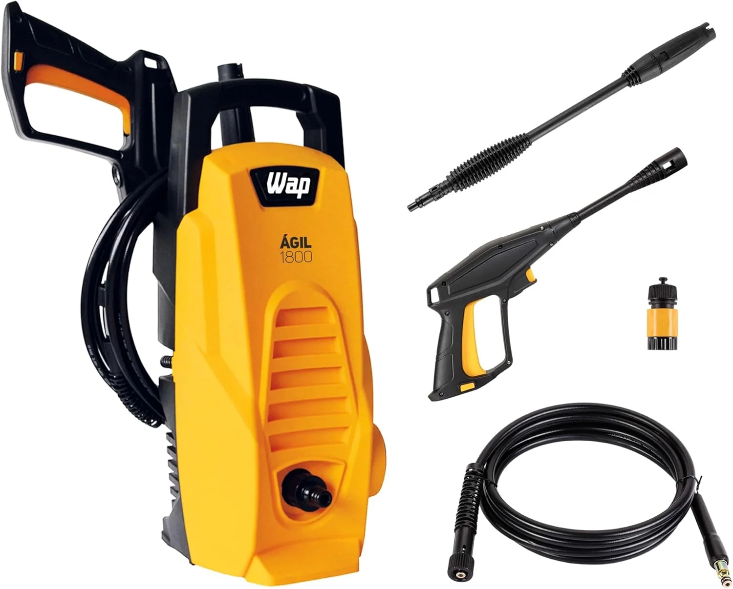 WAP Lavadora de Alta Pressão ÁGIL 1800, Portátil, 300L/h, com Jato em Leque e Concentrado, 1300psi 1400W 220V