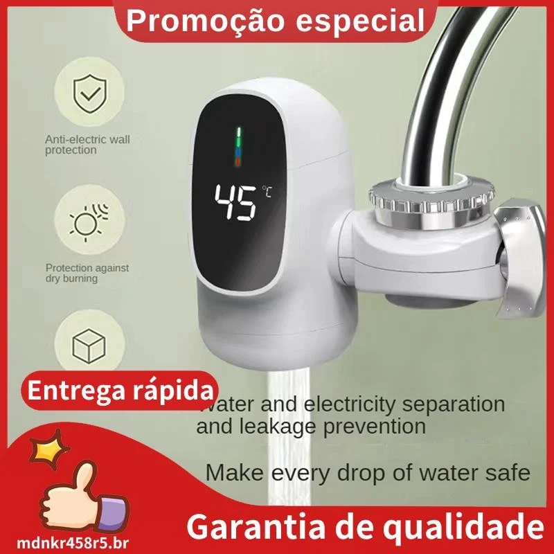 Torneira Aquecedora De Água Quente Elétrica Instantânea 3000W Com Display Digital Aquecedor Para De Banheiro . mdnkr458r