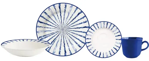 Aparelho De Jantar Almar Azul Cerâmica 16 Peças Azul Almar