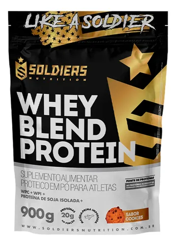 Whey Blend Protein Concentrado E Isolado 900g Sabor Cookies Soldiers Nutrition Biscoitos