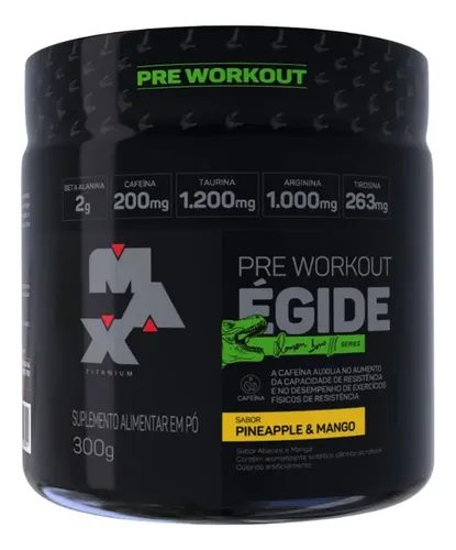 Pre Treino Égide Pote 300g Sabor Abacaxi E Manga Suplemento Em Pó Max Titanium