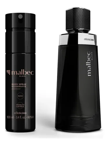 Malbec Black Kit Com Perfume Masculino Amadeirado Oriental E Body Spray
