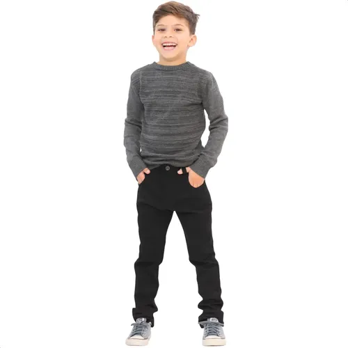 Calça Jeans Infantil Menino Com Lycra E Regulador 4 Ao 16 Preto 10