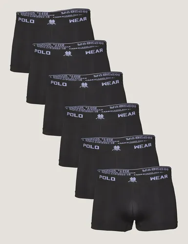 Kit 6 Cuecas Polo Wear Boxer Masculina Preta Preto Liso M