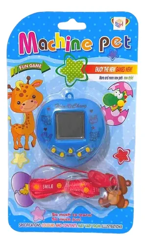 Bichinho Virtual Animal De Estimação Tamagotchi 168 Animais Para Brincar E Cuidar Formato Coração Com Cordão Brinquedo Cor Azul