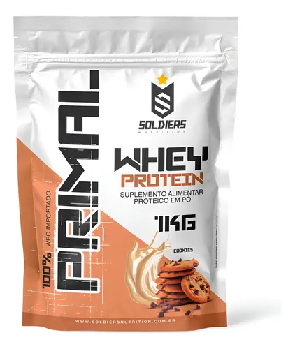 Whey Protein Primal 1kg Sabor Cookies Soldiers Nutrition Pós Treino Recuperação Suplemento Proteína Biscoitos