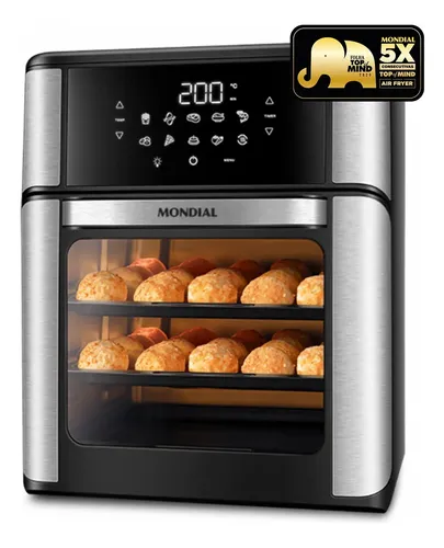 Fritadeira Air Fryer Forno Oven 12l, Mondial, 2200w - Afon-12l-bi Preto/inox 220v