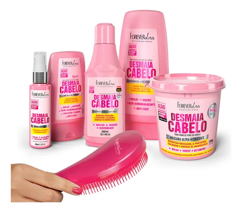 Kit Desmaia Cabelo Completo Forever Liss Escova Cabelo 1150 Ml