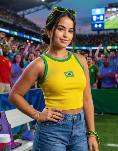 Regata Feminina Brasil Copa Bandeira Blusa Canelada Algodao Amarelo Gg