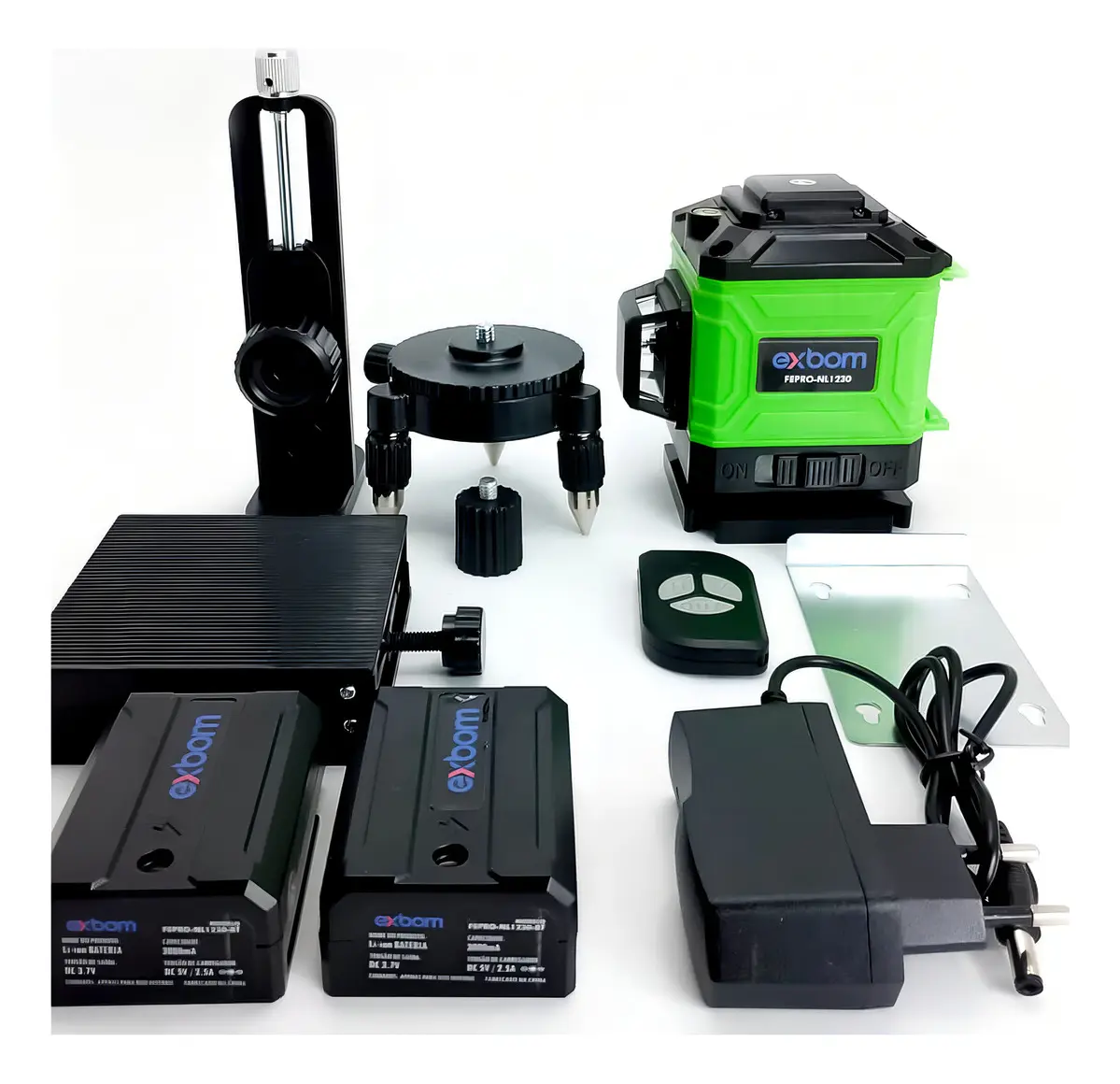 Nível Laser 3d Exbom 12 Linhas Verde Recarregável 360° 25m