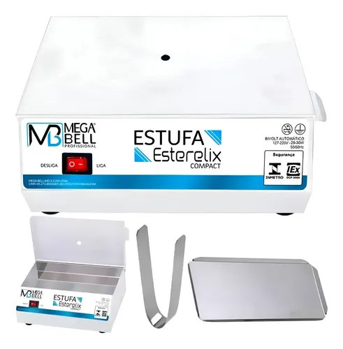 Estufa Manicure Esterilizador Alicates Acessórios Mega Bell Branco 110v/220v (bivolt)