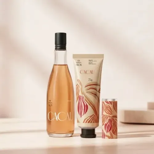Presente Kit Ekos: Frescor Cacau 150ml + Polpa Hidratante Mãos E Unhas 75g + Protetor Labial 3,5g