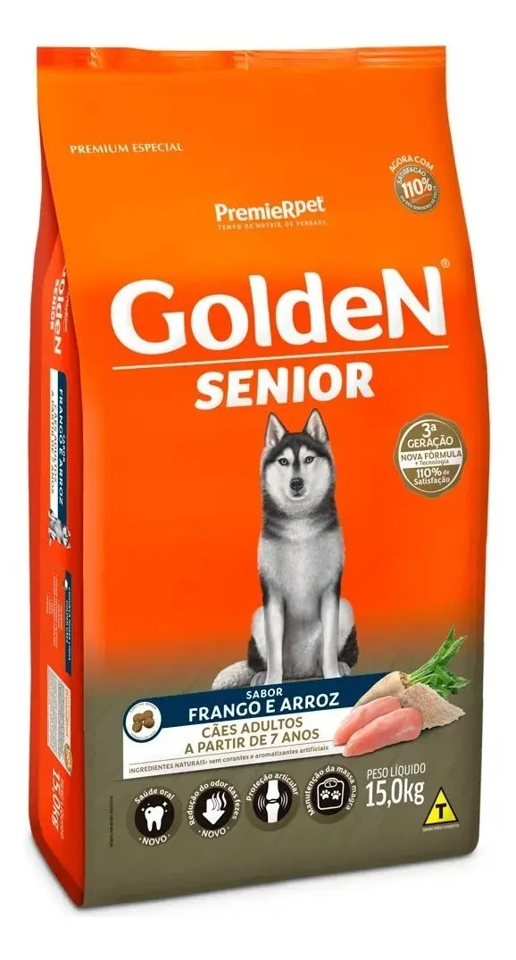 Ração Golden Fórmula Cães Senior Sabor Frango E Arroz 15kg