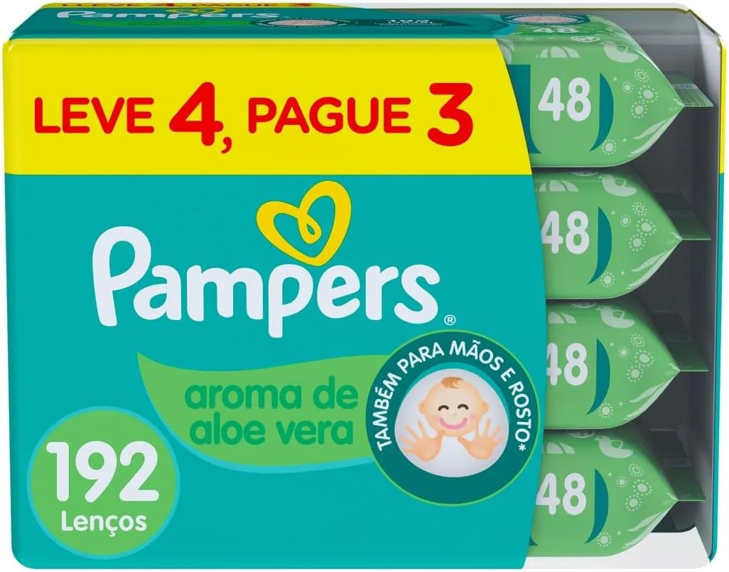 Lenços Umedecidos Pampers Aroma de Aloe Vera 192 Unidades