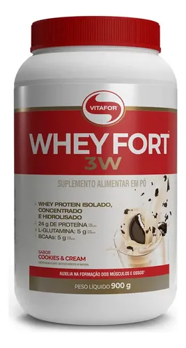 Whey Fort 3w Cookies & Cream 900g Vitafor Biscoitos