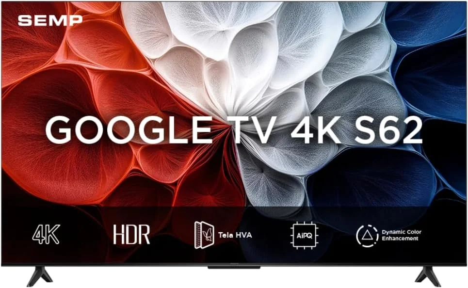 SEMP, Smart TV 4K UHD, 43“, Google TV, Google Assistente, Comando por Voz, Googlecast Integrado, Design Sem Bordas, Dolby Audio, 43S62