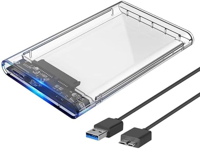 Case para HD transparente, Usb 3.0, transmissão 6gbps, Sata 2.5", Hhd ou Ssd, Ecase-300