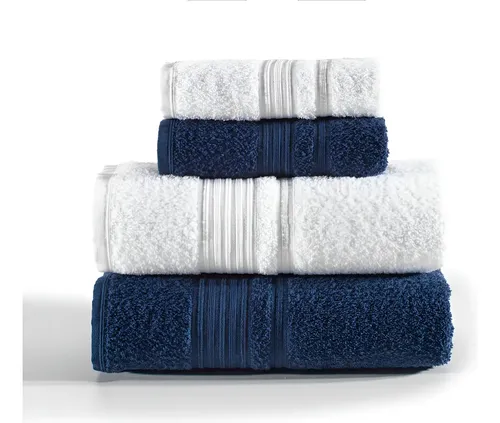 Jogo De Toalhas 4 Peças Tóquio Banho Altenburg Branco E Azul Deep Liso