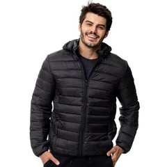 Jaqueta Puffer Acolchoada Masculina Industrie Com Capuz Removível