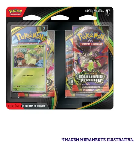 Pokémon Tcg Blister Quádruplo Copag Equilíbrio Perfeito Chikorita Me03 Português