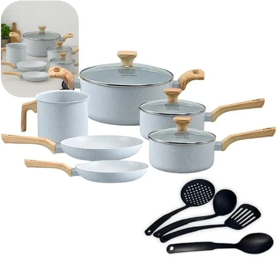 Conjunto de Panelas Com 10 Peças - Pratic Cook - Com Utensílios - Grafito - Mimo Style