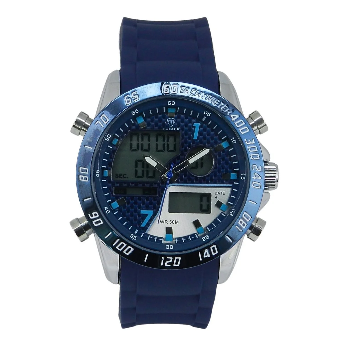 Relógio Masculino Tuguir AnaDigi 2308 Prata e Azul