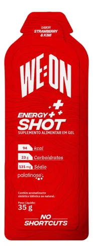 Gel Carbo Carboidrato Energy Shot We:on Morango Kiwi Caixa 10 Sachês Corrida Bike