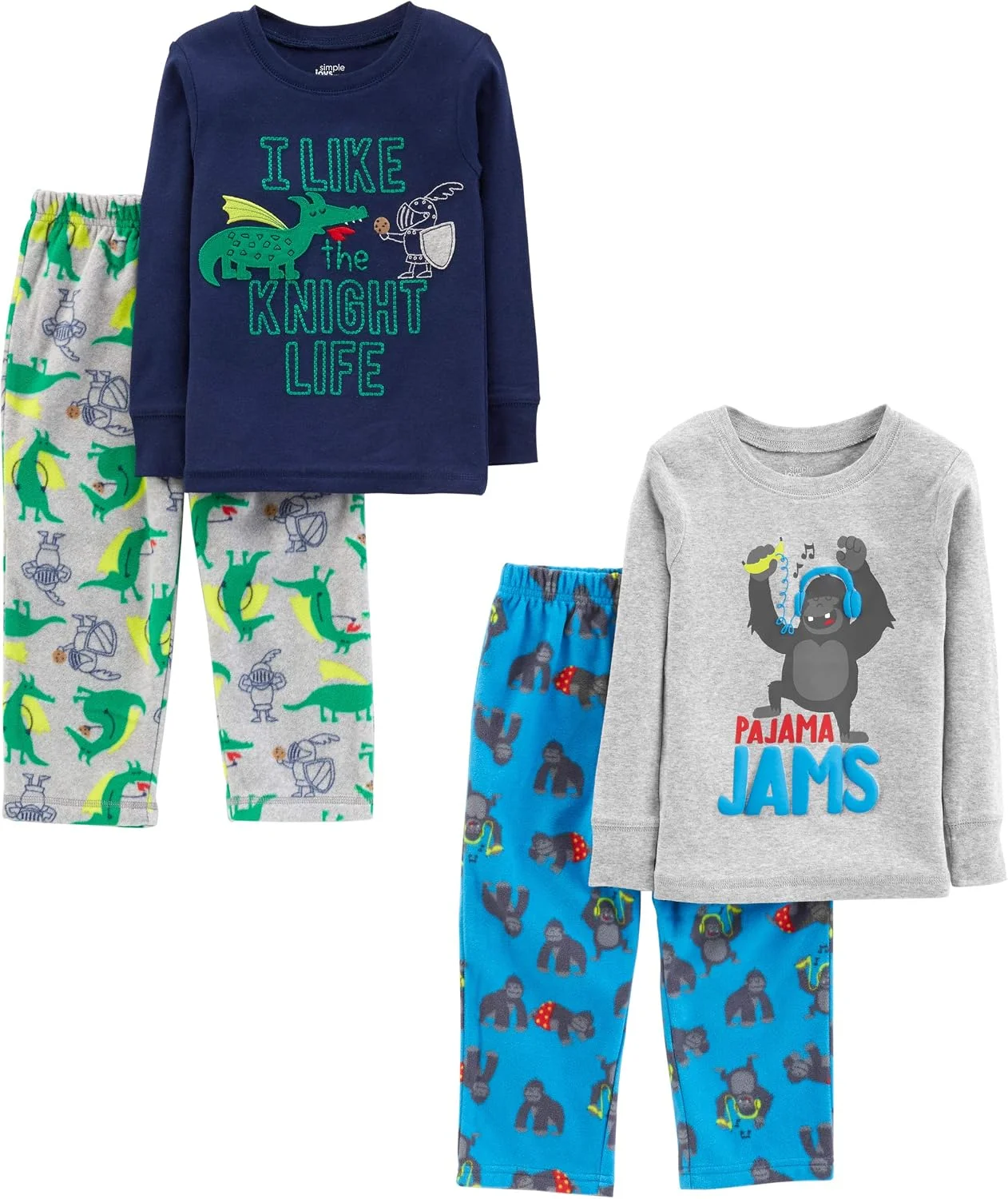 Conjunto de pijama Conjunto de pijama de 4 peças (blusa de algodão e parte de baixo de lã) Simple Joys by Carter'sMeninos