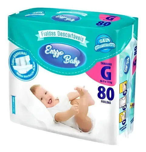 Fralda Infantil Enzzo Baby Híper G Com 80 Un Grande (g) Sem Gênero