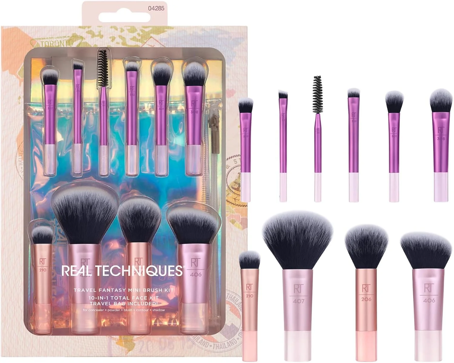 Real Techniques - Kit Best 10 Mini Pincéis Com Travel Bag