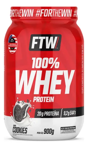 Whey Protein 100% Concentrado Pote 900g Sabor Cookies - Ftw Biscoitos