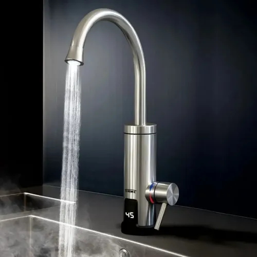 Torneira Elétrica De Bancada Inox Escovado Blindada Fame 220 Prateado Cromado 220v