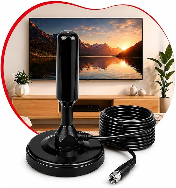 Antena Digital 4k Smart Tv Full Hd Amplificada Interna E Externa Cabo 5 Metros Base Imã - Montza