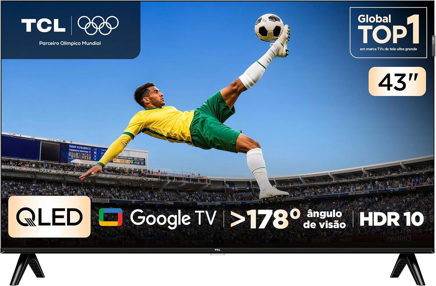 TCL, Smart TV, 43 Polegadas, HD QLED, WiFi, Bluetooth, Google TV, 2 HDMI, HDR10, Dolby Audio, 43S5K