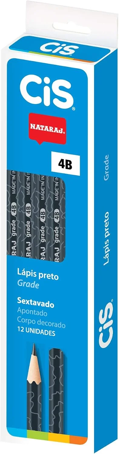 Lápis Grafite 4B Sextavado, CIS, Nataraj Grade, 12 Unidades