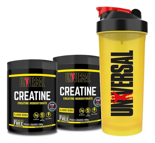 Creatina Monohydrate Universal Nutrition Em Pó 200g Com Coqueteleira Sem Sabor