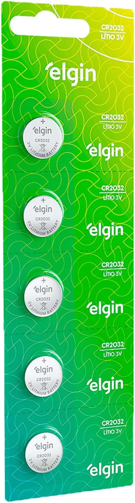 Bateria de Lítio CR2032 Cartela com 5 unidades 3v Elgin - Moeda