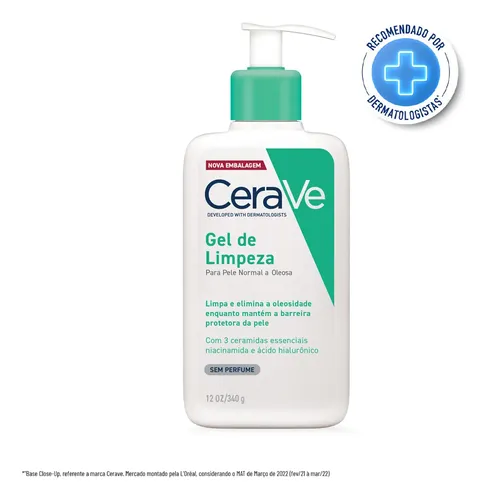 Gel De Limpeza Facial Peles Normais A Oleosas Com Ácido Hialurônico Cerave, 340g Normal A Oleosa Dia/noite
