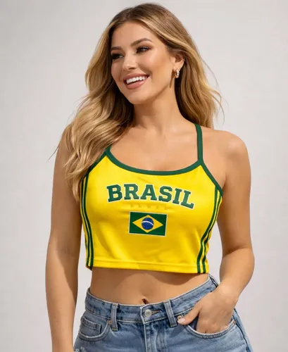 Blusa Do Brasil Virgínia Cropped Amarelo Rio De Janeiro Cropped De Alcinha 2 Gg