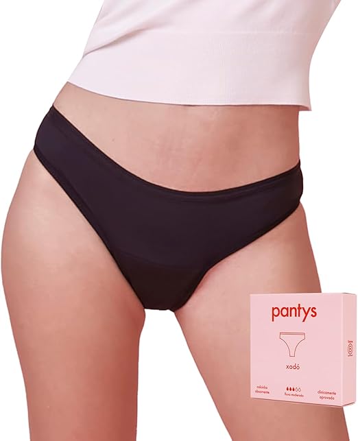 Calcinha Absorvente Menstrual, Fluxo Moderado, Pantys, Xodó, Feminino, Preto