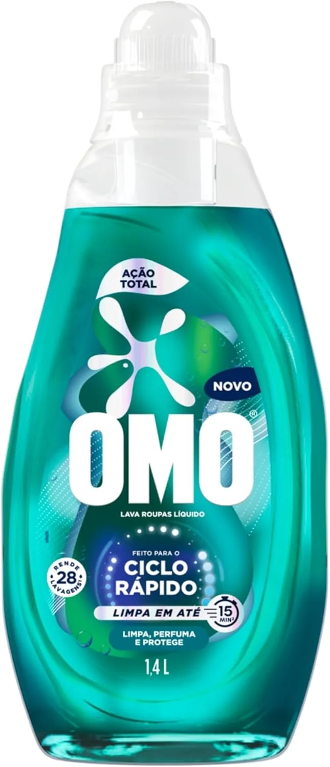 Lava-Roupas Líquido Omo Ciclo Rápido Ação Total Frasco 1,4l