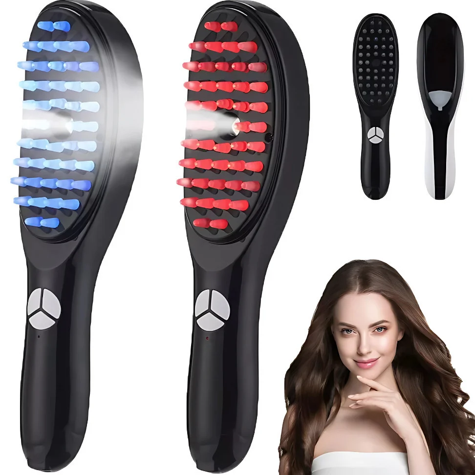 Escova Massageadora com Laser 4 em 1 – Tratamento Capilar e Antiqueda