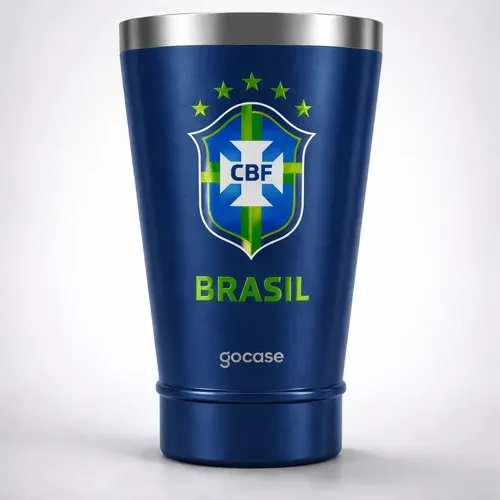 Copo Térmico Gocase Copa Mundo Brasil Cbf Inox Azul 470ml Azul Brasil